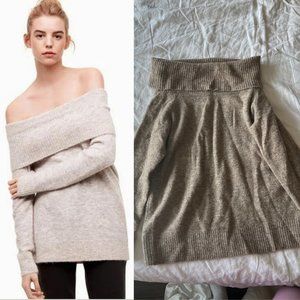 Aritzia Wilfred Free Knit Off The Shoulder Italian Merino Wool Sweater